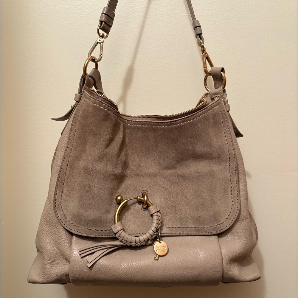 See By Chloe Tan Crossbody Bag with Metal Ring Detail